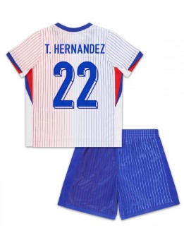 Frankrike Theo Hernandez #22 Replika Borta Kläder Barn EM 2024 Kortärmad (+ byxor)